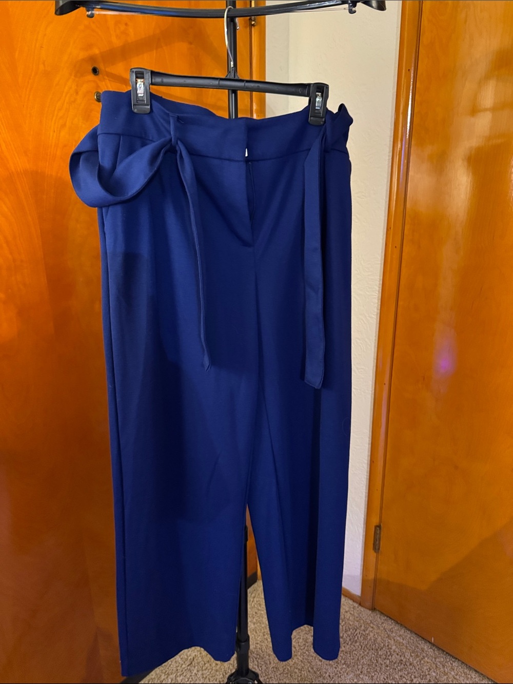Liz Claiborne Navy Tie-Waist Wide-Leg Pants